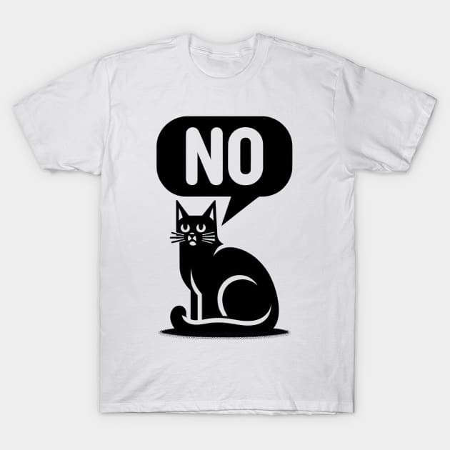 Black Cat Says NO T-Shirt by TooplesArt